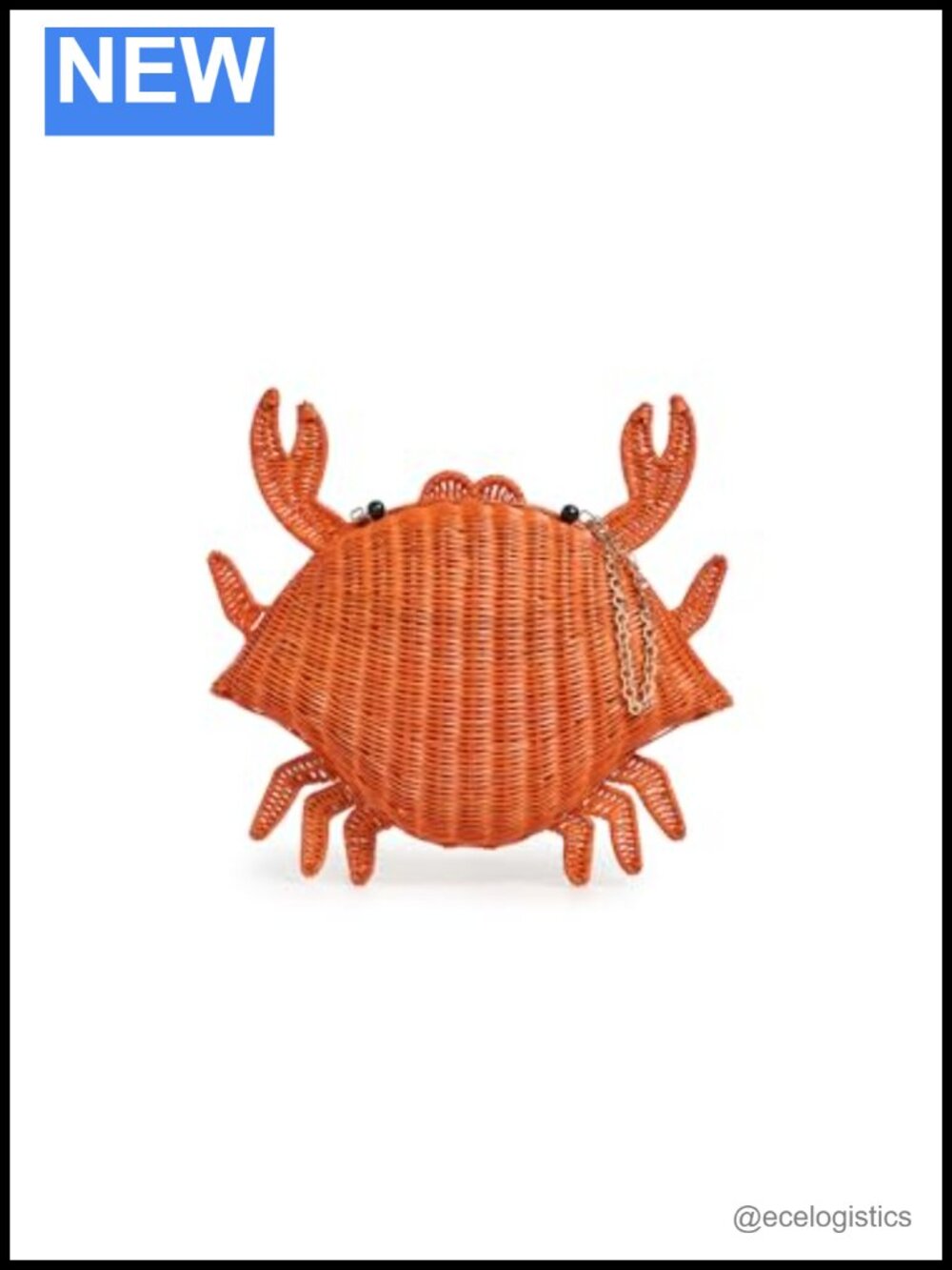 Rattan Crab Clutch with Cotton Lining and Adjustable Strap